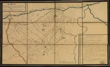 Map showing gold-mining concessions along rivers in the Olekminsk region, Siberia, Russia, 1853. Creator: Unknown