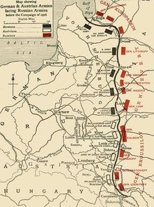 Map showing German & Austrian Armies facing Russian Armies before the Campaign of 1916 (c1920). Creator: Unknown