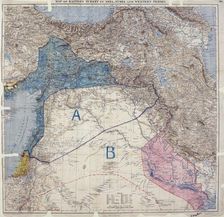 Map showing Eastern Turkey in Asia, Syria and Western Persia, and areas of control and...1916. Creator: Unknown