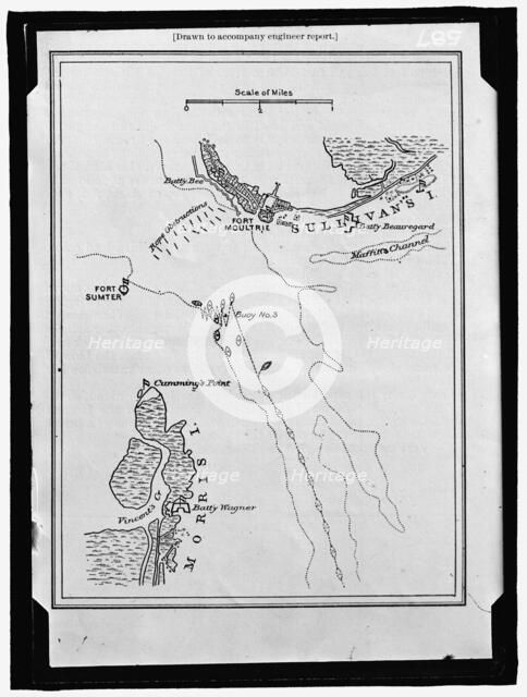 Map showing Fort Sumter and Fort Moultrie, between 1909 and 1914. Creator: Harris & Ewing.
