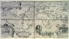 Map showing Francis Drake's Circumnavigation of the Globe, c1577-c1580. Creator: Unknown