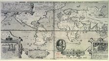 Map showing Francis Drake's Circumnavigation of the Globe, c1577-c1580. Creator: Unknown