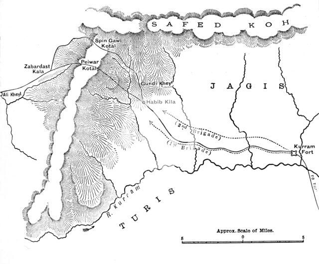 'Map Showing March of General Roberts to Peiwar Kotal (Nov. 28 to Dec. 1, 1878)', c1880. Artist: Unknown.