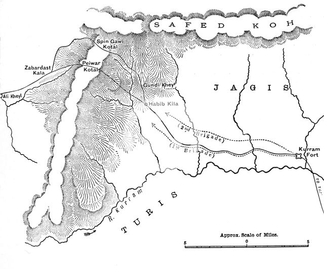 'Map Showing March of General Roberts to Peiwar Kotal (Nov. 28 to Dec. 1, 1878)', c1880. Artist: Unknown.