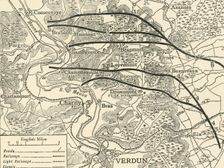 Map showing...the Attack on Verdun northern France, First World War, 1916, (c1920). Creator: Unknown