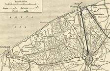 Map showing the Canal System connecting Zeebrugge and Ostend with Bruges ..(c1920). Creator: Unknown