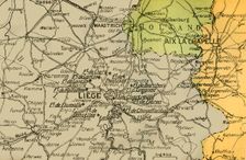 Map Showing the Forts of Liège 1919. Creator: London Geographical Institute