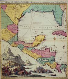 Map showing the Gulf of Mexico and surrounding area, 1705. Creator: Pieter Mortier