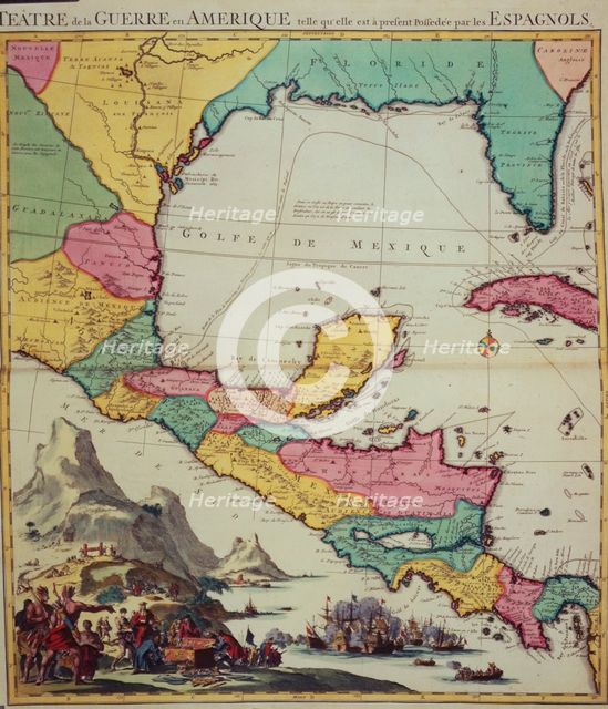 Map showing the Gulf of Mexico and surrounding area, 1705.  Creator: Pieter Mortier.