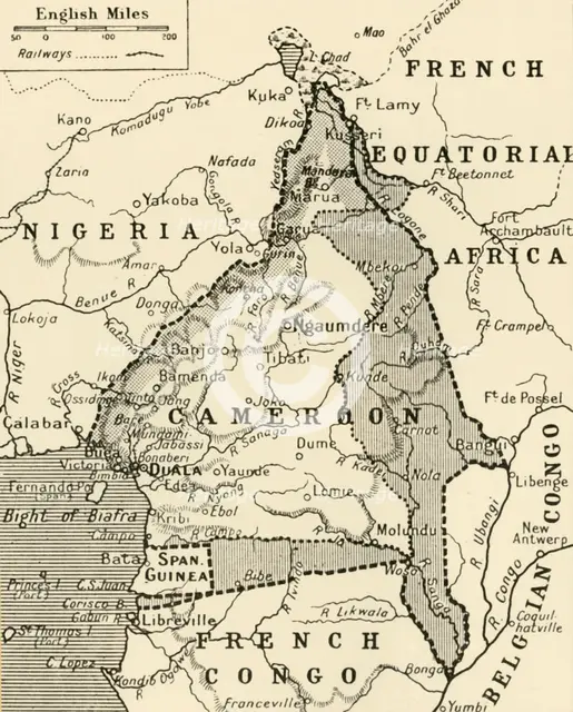 'Map Showing the German Cameroon Colony', 1916. Creator: Unknown.