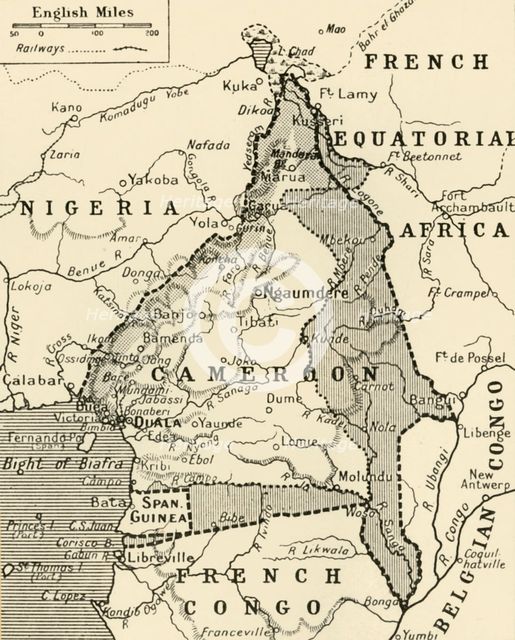 'Map Showing the German Cameroon Colony', 1916. Creator: Unknown.