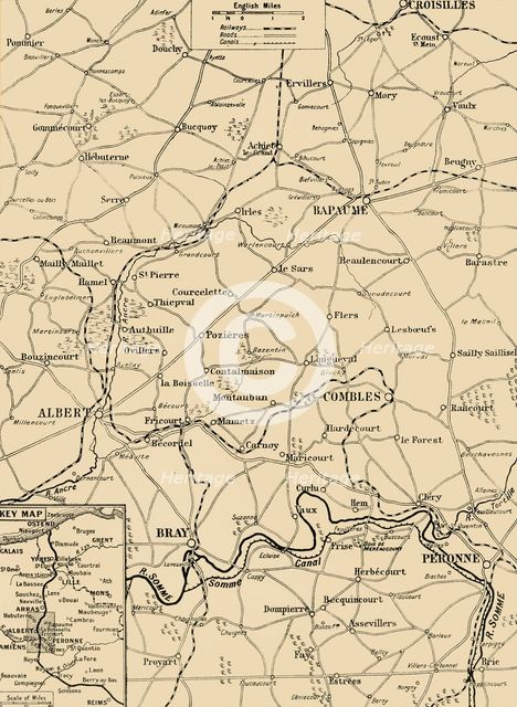 'Map Showing the Great British Advance of July 1916', 1916. Creator: Unknown.