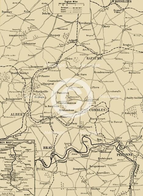 'Map Showing the Great British Advance of July 1916', 1916. Creator: Unknown.