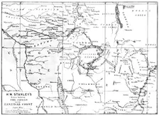 Map showing the Great Forest traversed by Mr. Stanley and his party, 1890. Creator: Unknown