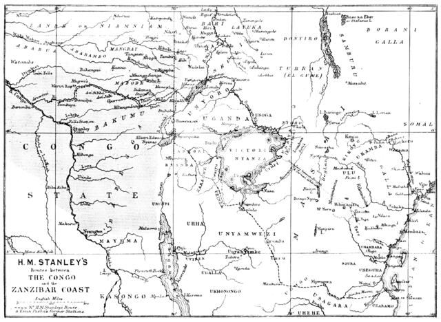 Map showing the Great Forest traversed by Mr. Stanley and his party, 1890. Creator: Unknown.