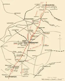 Map Showing the Lines of Advance from Bloemfontein to Pretoria 1901. Creator: Unknown