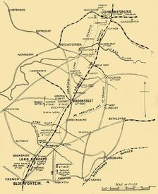 Map Showing the Lines of Advance from Bloemfontein to Pretoria 1901. Creator: Unknown