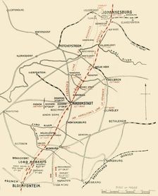 Map Showing the Lines of Advance from Bloemfontein to Pretoria 1901. Creator: Unknown
