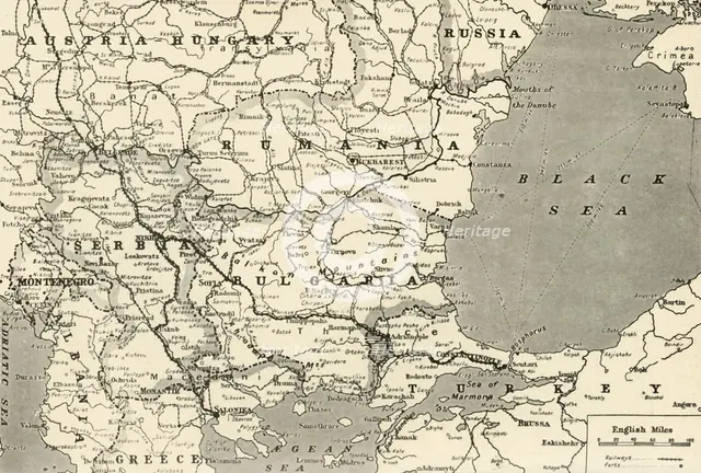 'Map Showing the Relation of Serbia to Neighbouring States', 1916. Creator: Unknown.
