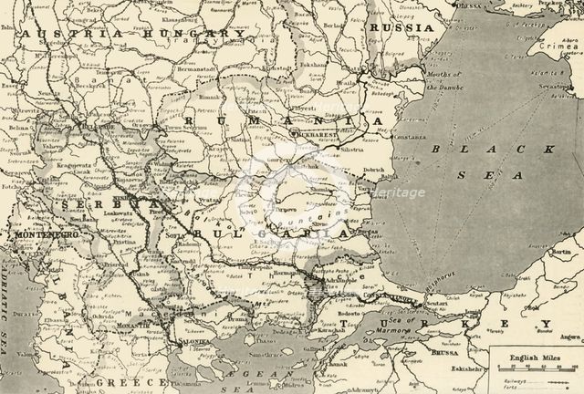 'Map Showing the Relation of Serbia to Neighbouring States', 1916. Creator: Unknown.