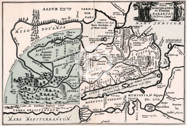 Map showing the supposed location of Paradise. Creator: Unknown.