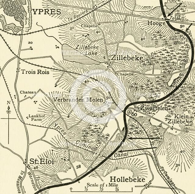 'Map showing the Scene of the German Attacks...First World War, February 1916, (c1920). Creator: Unknown.