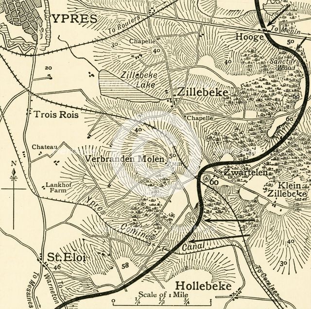 'Map showing the Scene of the German Attacks...First World War, February 1916, (c1920). Creator: Unknown.