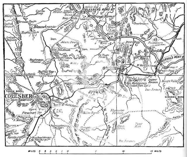 'Map to Illustrate the Operations Round Colesberg', 1902. Artist: Unknown.