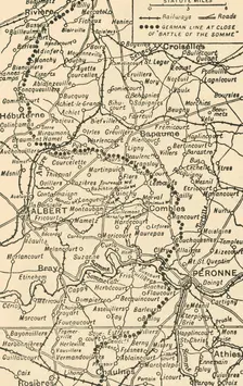 Map To Illustrate the Battle of the Somme (1919). Creator: George Philip & Son Ltd