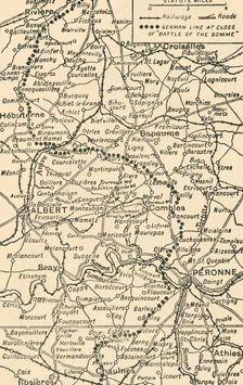 Map To Illustrate the Battle of the Somme (1919). Creator: George Philip & Son Ltd