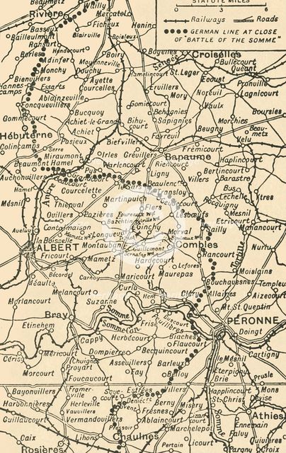 'Map To Illustrate the Battle of the Somme', (1919). Creator: George Philip & Son Ltd.