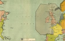 Map To Illustrate the German Submarine Blockade and the British Minefields... 1919. Creator: London Geographical Institute
