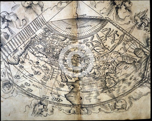 Mapa Mundi. In'Geographiae Universae', 1596. Creator: Ptolomeo, Claudio. (90-168).