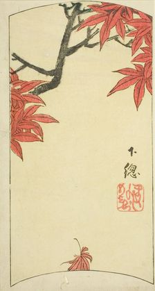 Maple Leaves in Shimosa Province (Shimosa, momiji), section of sheet no. 7 from the series..., 1852. Creator: Ando Hiroshige