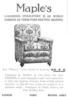 Maple's luxurious upholstery is as world-famous as their pure restful bedding, 1909. Creator: Unknown