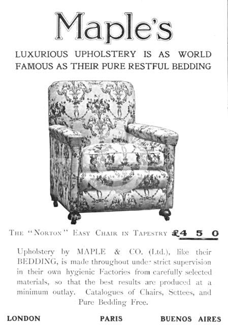 Maple's luxurious upholstery is as world-famous as their pure restful bedding, 1909. Creator: Unknown.