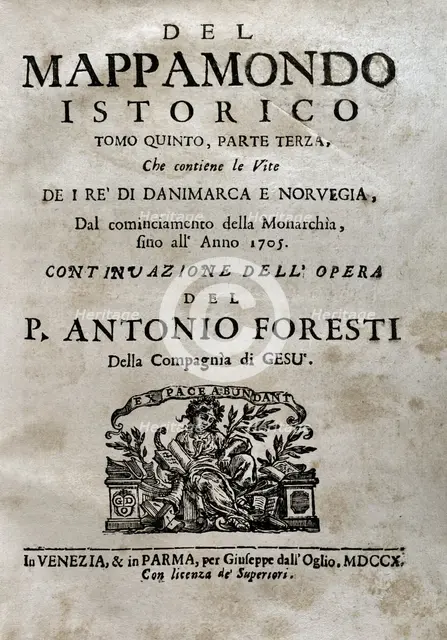 "Mappamondo Istorico", Volume V, Part III: Life of the kings of Denmark and Norway..., 1710. Creator: Antonio Foresti.