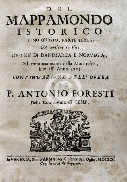 "Mappamondo Istorico", Volume V, Part III: Life of the kings of Denmark and Norway..., 1710. Creator: Antonio Foresti.