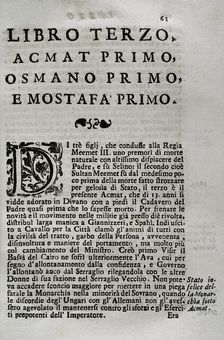 "Mappamondo Istorico", Volume VI, Part II: Life of the Ottoman Emperors, 1722. Creator: Antonio Foresti