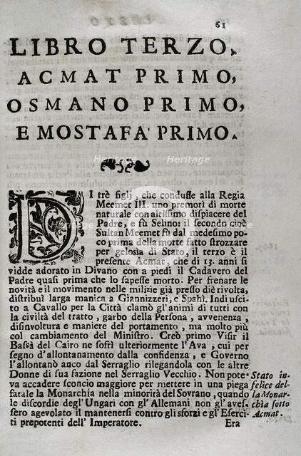 "Mappamondo Istorico", Volume VI, Part II: Life of the Ottoman Emperors, 1722. Creator: Antonio Foresti.