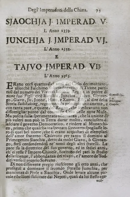"Mappamondo Istorico", Volume VII, Part I: Life of the emperors of China, 1718.  Creator: Antonio Foresti.