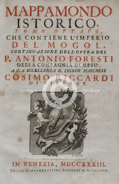 "Mappamondo Istorico", Volume VIII, Mughal Empire, 1733.  Creator: Antonio Foresti.