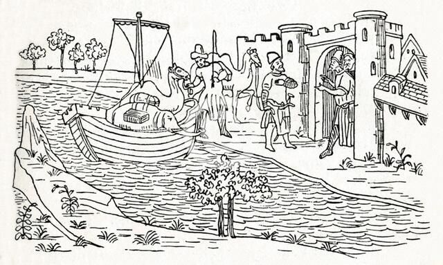 Marco Polo Lands at Ormuz', (c1300 ), 1912. Artist: Unknown
