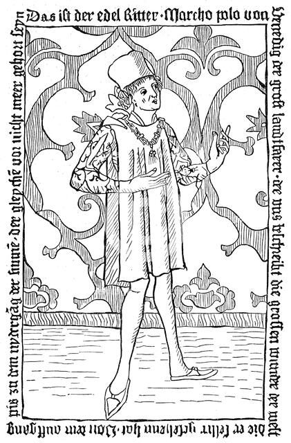 Marco Polo, Medieval Venetian merchant and traveller. Artist: Unknown