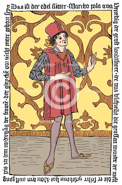 Marco Polo, Medieval Venetian merchant and traveller. Artist: Unknown.