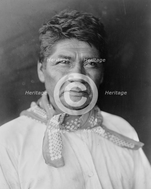 Marcos, Palm Cañon Cahuilla, half-length portrait, facing slightly right, c1905 [c1924]. Creator: Edward Sheriff Curtis.