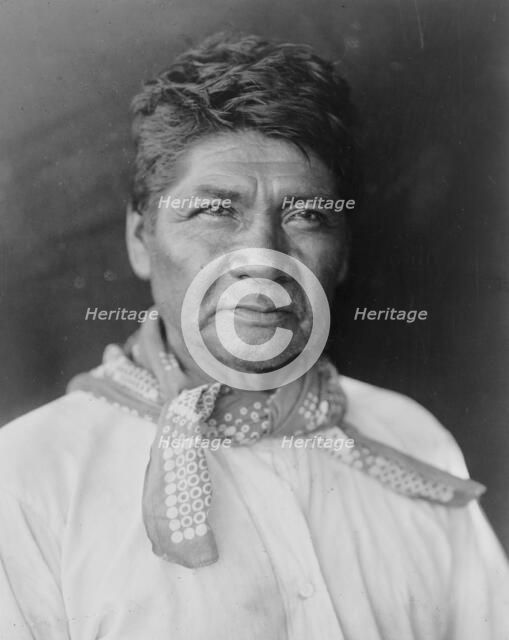 Marcos, Palm Cañon Cahuilla, half-length portrait, facing slightly right, c1905 [c1924]. Creator: Edward Sheriff Curtis.