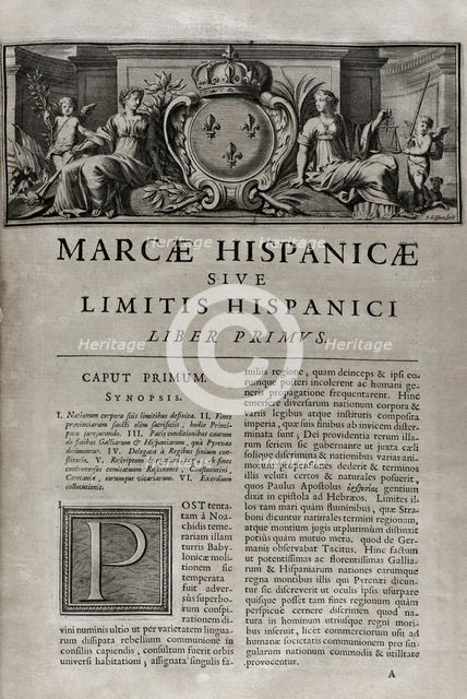 "Marca Hispanica sive limes hispanicus" - first book, 1688.  Creator: Pierre de Marca.