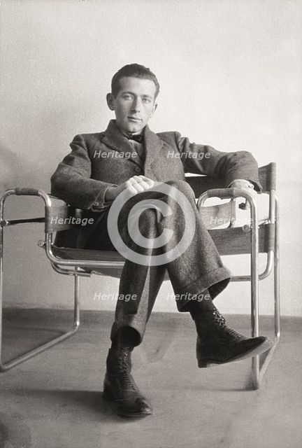 Marcel Breuer in the Wassily chair, 1926.