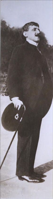 Marcel Proust on the terrace of the Jeu de Paume, 1921. Creator: Anonymous